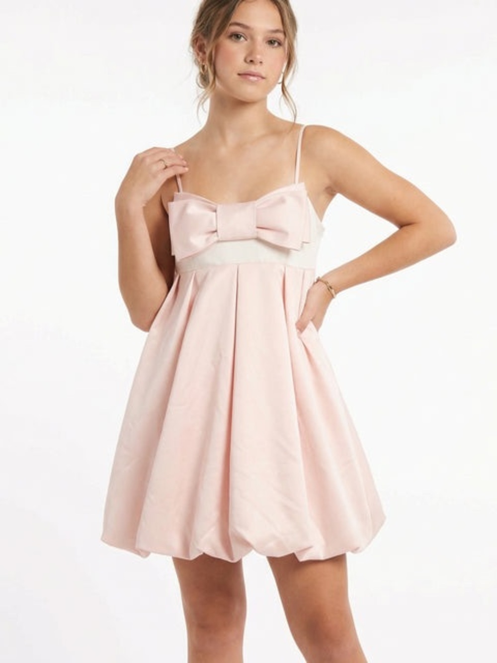 BETSEY JOHNSON Light Pink Bow-Front Party Dress